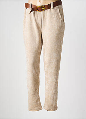 Pantalon slim talie elastică bej MADE IN ITALY femeie