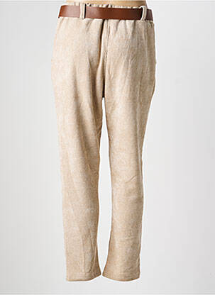 Pantalon slim talie elastică bej MADE IN ITALY femeie