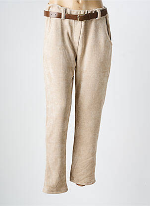 Pantalon slim talie elastică bej MADE IN ITALY femeie