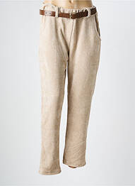 Pantalon slim talie elastică bej MADE IN ITALY femeie