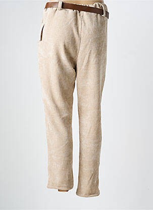 Pantalon slim talie elastică bej MADE IN ITALY femeie