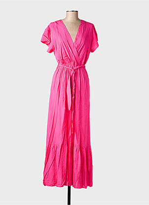 Rochie lungă mâneci scurte mâneci scurte roz C'FLO femeie