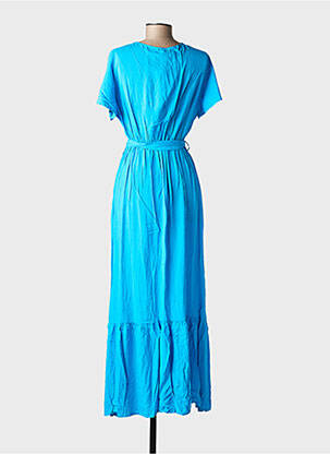 Rochie lungă mâneci scurte mâneci scurte albastru C'FLO femeie
