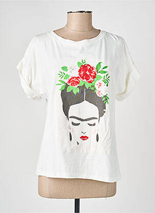 Tricou serigrafie flockată mâneci scurte alb ADILYNN femeie