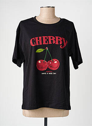 Tricou croială dreaptă mâneci scurte negru EMMA ELLA femeie