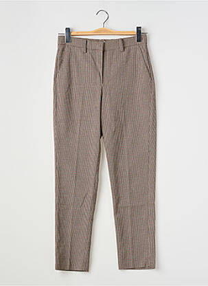 Pantalon drept închidere cu fermoar sub clapetă cu cârlig bej MANGO femeie
