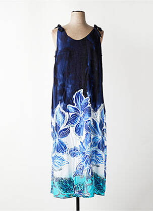 Rochie lungă imprimeu floral fără mâneci albastru SEE YOU femeie