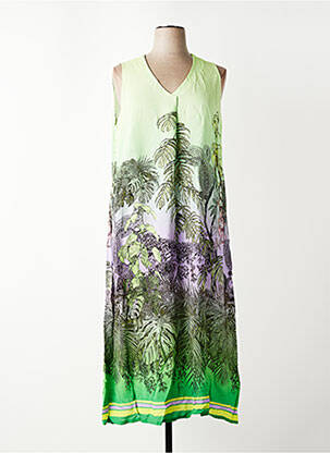 Rochie lungă țesătură crep fără mâneci verde SEE YOU femeie