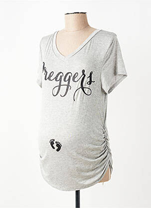 Tricou / top maternitate guler în v gri FRENCH PASTRY femeie