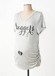 Tricou / top maternitate guler în v gri FRENCH PASTRY femeie