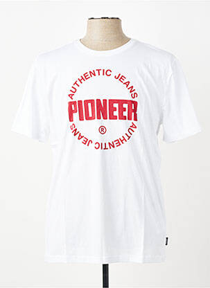 Tricou croială cambrată mâneci scurte alb PIONEER bărbat