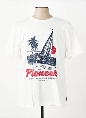 Tricou croială cambrată mâneci scurte alb PIONEER bărbat