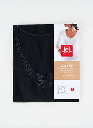 Top țesătură jersey mâneci lungi negru JET femeie