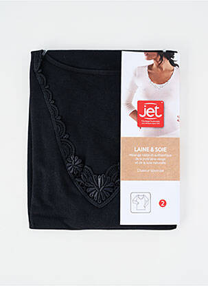 Top țesătură jersey mâneci lungi negru JET femeie