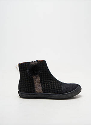 Botine/ghete țesătură satinată vârf rotund negru BELLAMY fată