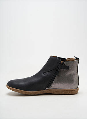 Botine/ghete țesătură satinată vârf rotund argintiu KICKERS fată