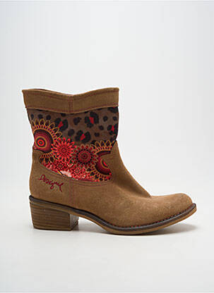 Botine/ghete cubanez toc de 4 la 6 cm maro DESIGUAL femeie