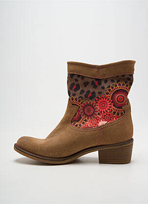 Botine/ghete cubanez toc de 4 la 6 cm maro DESIGUAL femeie