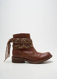 Botine/ghete țesătură satinată toc plat până la 3 cm maro W STYLE femeie