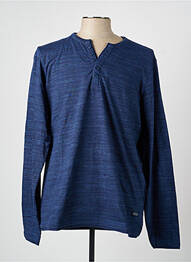 Tricou guler tunisian mâneci lungi albastru BLEND bărbat