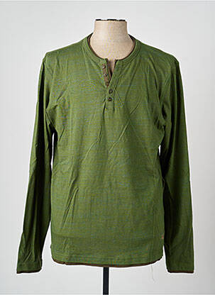 Tricou guler tunisian mâneci lungi verde BLEND bărbat