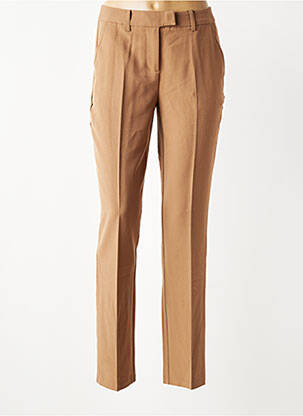 Pantalon slim țesătură poplin mărime normală maro BRANDTEX femeie