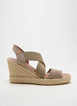 Espadrile vârf deschis toc de 7 la 9 cm bej VERBENAS femeie