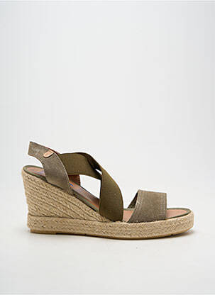 Espadrile vârf deschis toc de 7 la 9 cm verde VERBENAS femeie