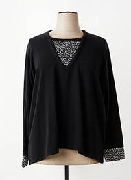 Pulover elasticitate mâneci lungi negru QUATRE VINGT JOURS femeie