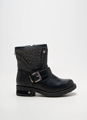 Botine/ghete țesătură satinată toc mic negru SK8 fată