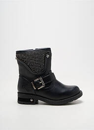 Botine/ghete țesătură satinată toc mic negru SK8 fată