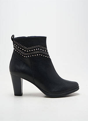 Botine/ghete țesătură satinată toc de 7 la 9 cm negru DORKING femeie