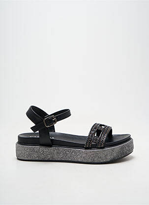 Sandale/pantofi decupați țesătură satinată toc de 4 la 6 cm negru CAFE NOIR femeie