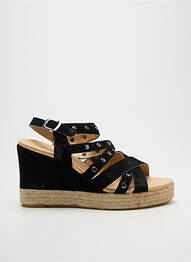 Espadrile țesătură satinată toc de 7 la 9 cm negru MKD femeie