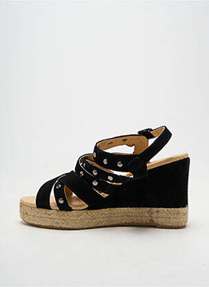 Espadrile țesătură satinată toc de 7 la 9 cm negru MKD femeie