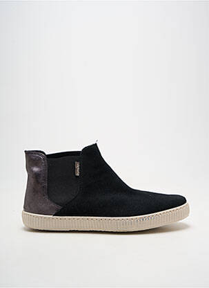 Botine/ghete țesătură satinată toc plat până la 3 cm negru VICTORIA femeie