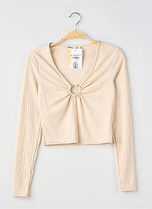 Top elasticitate mâneci lungi bej ASOS femeie