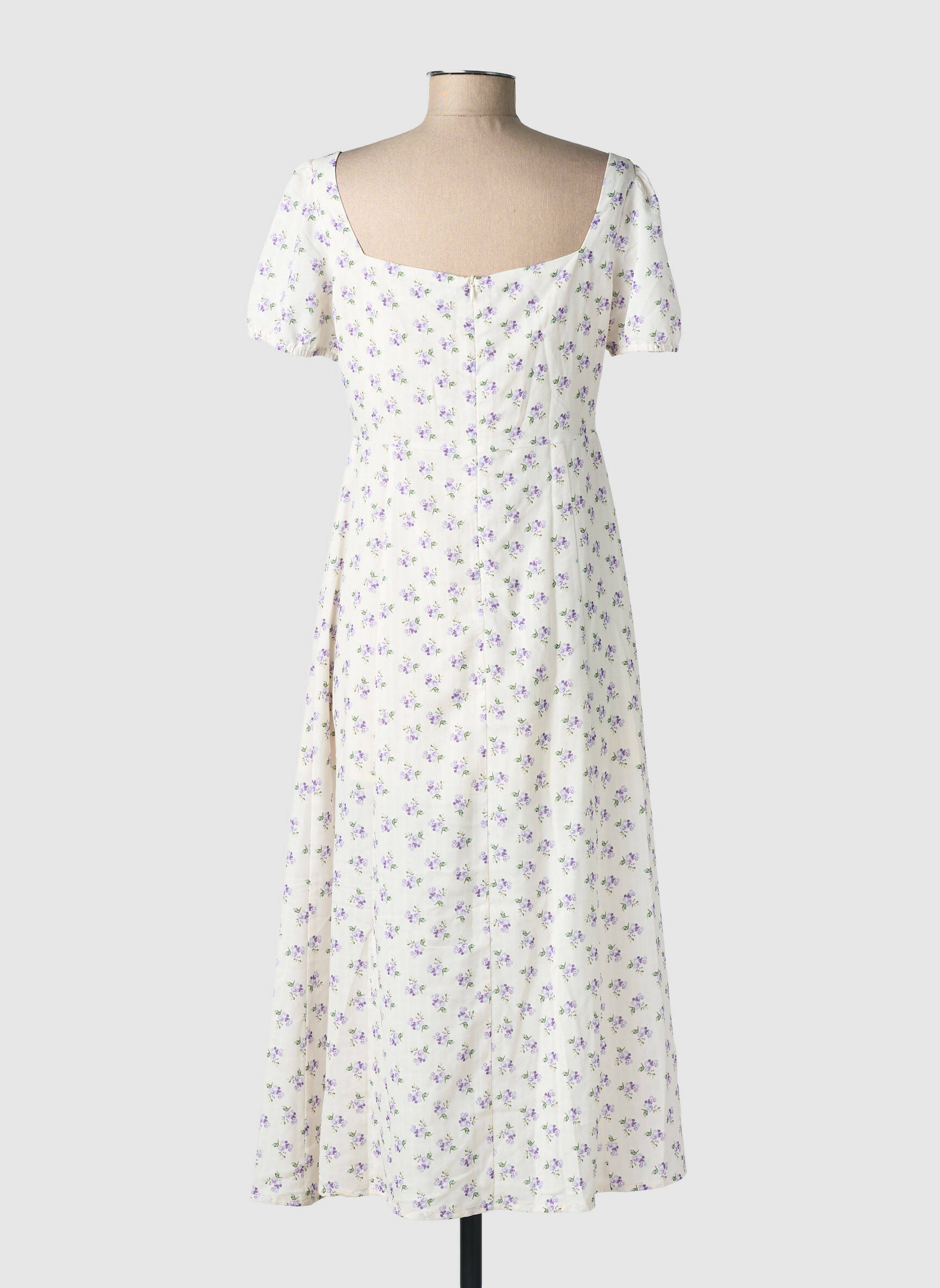 Rochie midi imprimeu floral mâneci scurte alb RIHOAS femeie