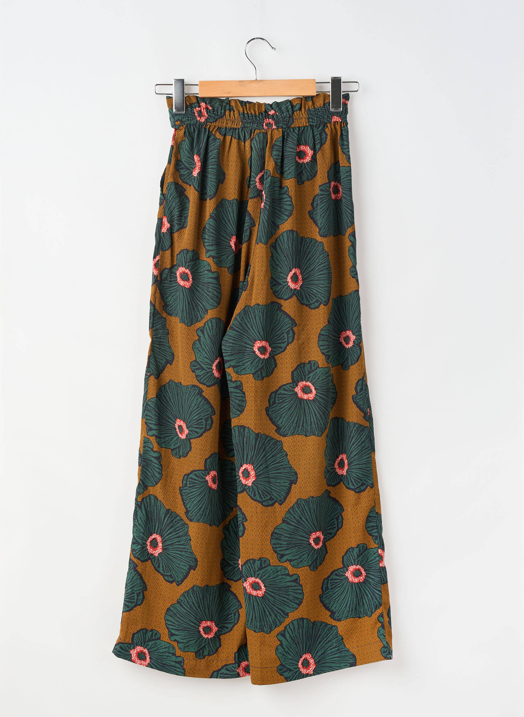 Pantalon larg țesătură poplin mărime normală verde SKIES ARE BLUE femeie