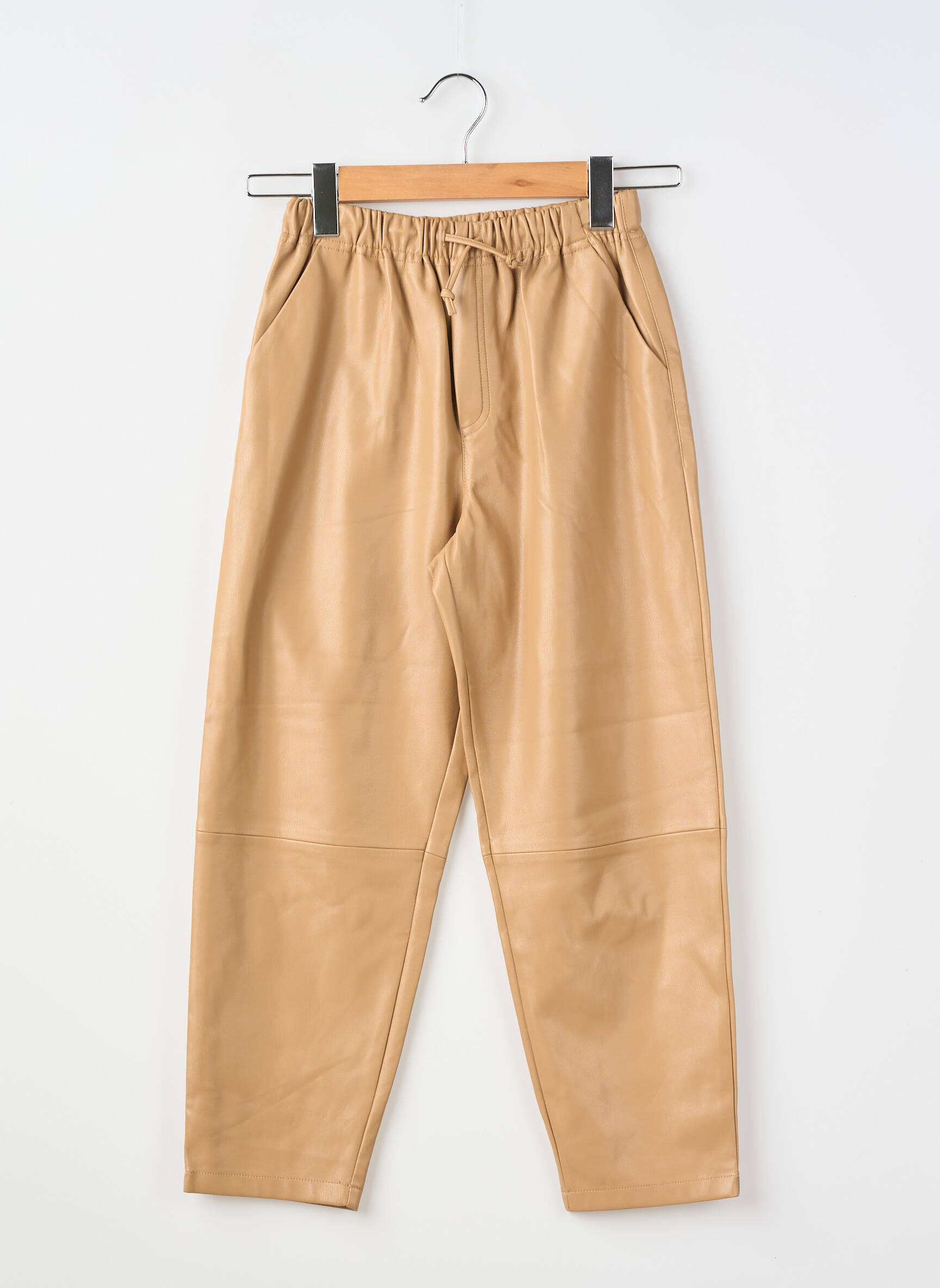 Pantalon drept croială dreaptă talie elastică bej ZARA fată