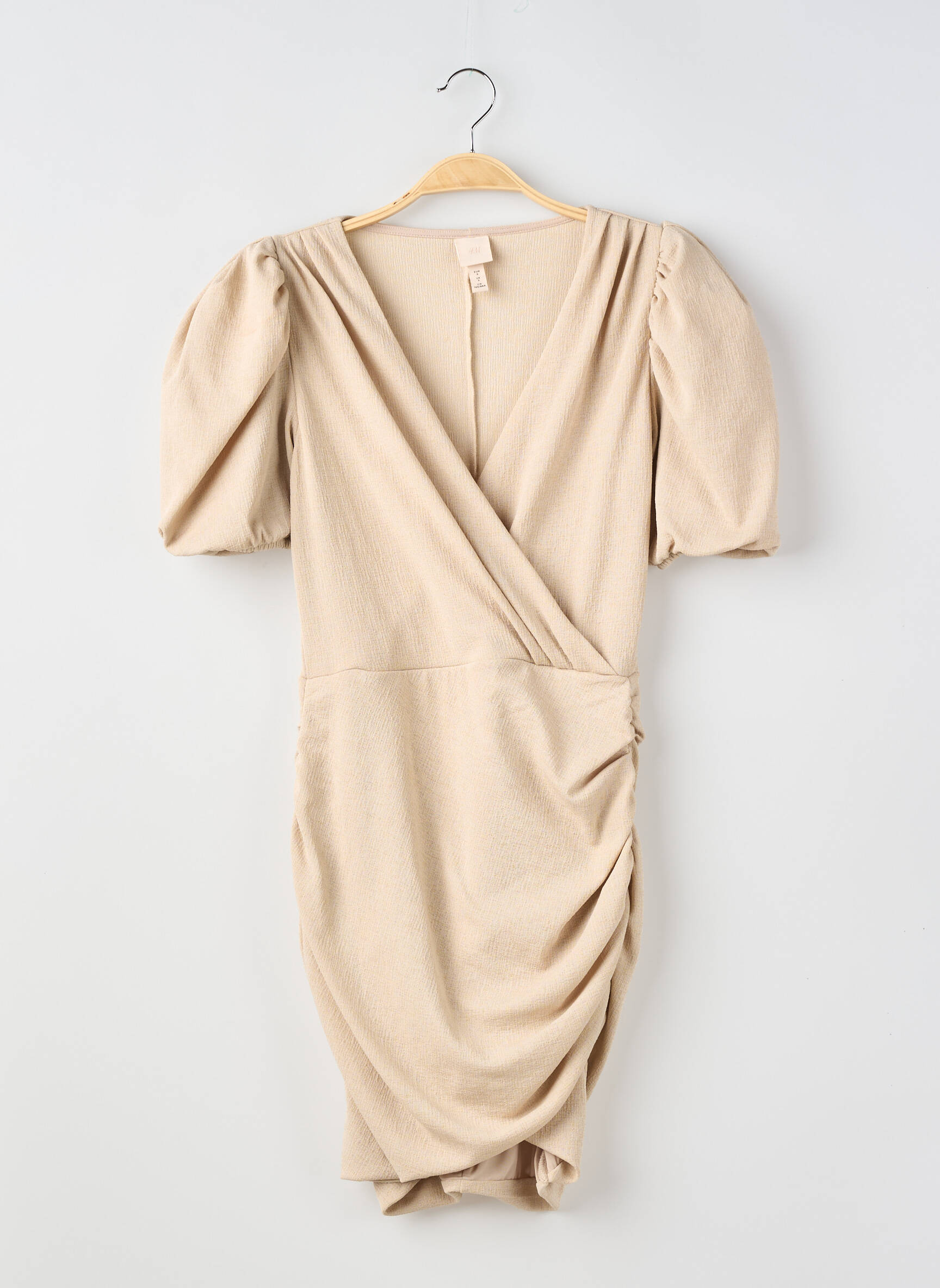 Rochie scurtă mâneci scurte mâneci scurte bej H&M femeie