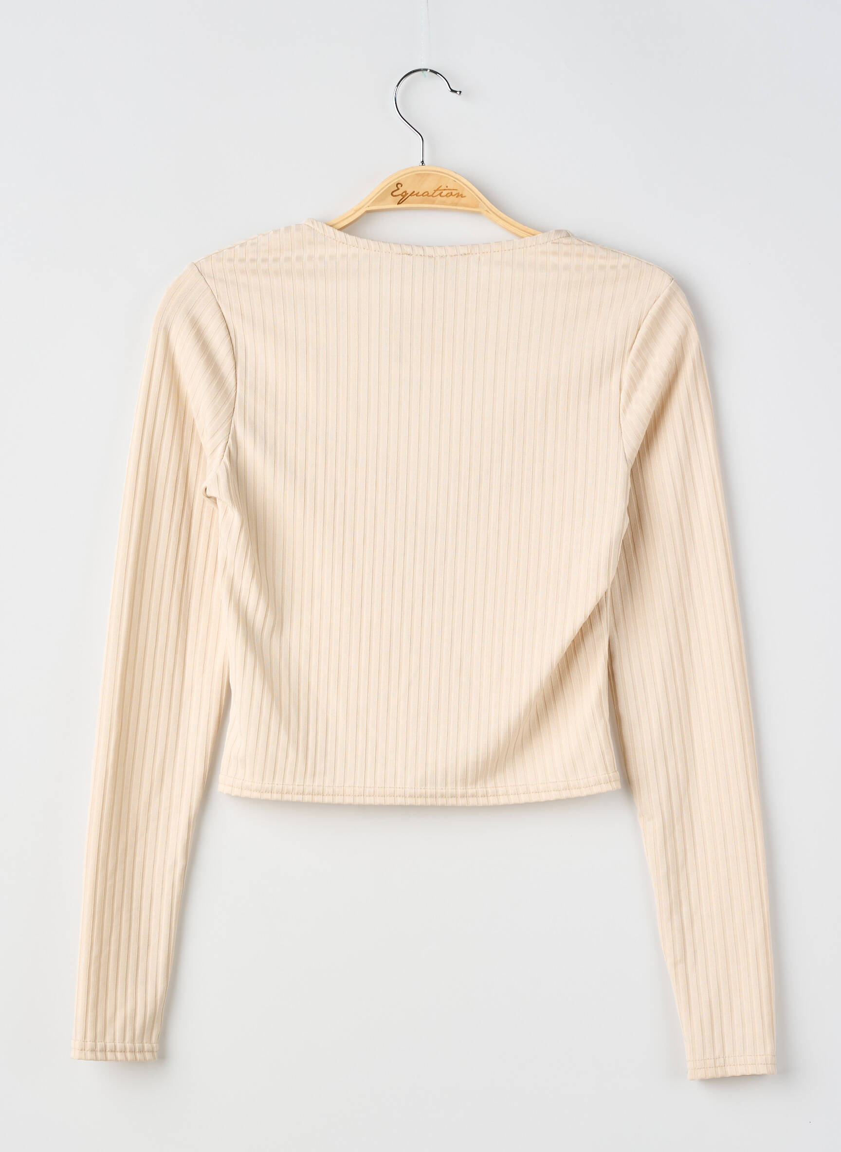 Top elasticitate mâneci lungi bej ASOS femeie