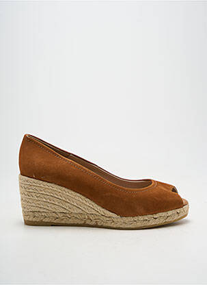 Espadrile vârf deschis toc de 7 la 9 cm maro KANNA femeie