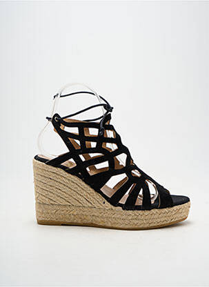 Espadrile închidere cu șireturi toc de 7 la 9 cm negru KANNA femeie