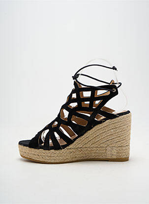 Espadrile închidere cu șireturi toc de 7 la 9 cm negru KANNA femeie