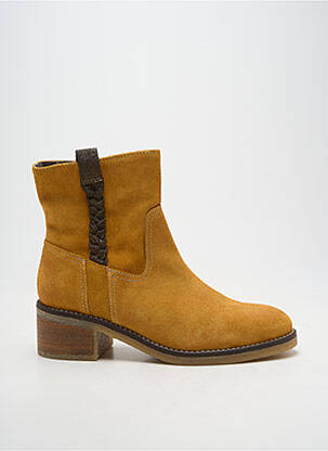 Botine/ghete vârf rotund toc de 4 la 6 cm galben MKD femeie