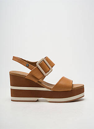 Sandale/pantofi decupați material neted toc de 7 la 9 cm maro CARMELA femeie