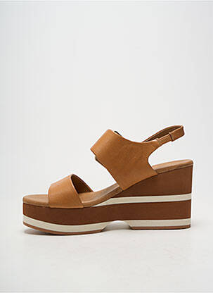 Sandale/pantofi decupați material neted toc de 7 la 9 cm maro CARMELA femeie