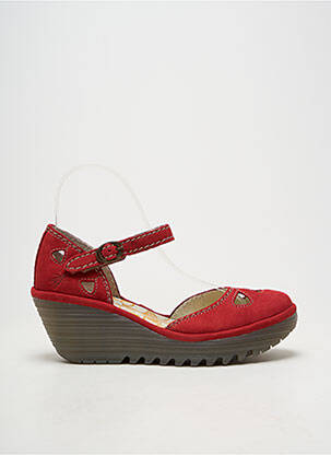 Sandale/pantofi decupați material neted toc de 4 la 6 cm roșu FLY LONDON femeie