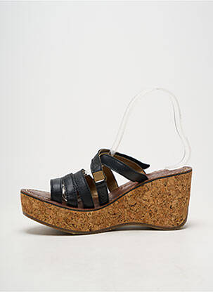 Mulete/saboți material neted toc de 7 la 9 cm negru FLY LONDON femeie